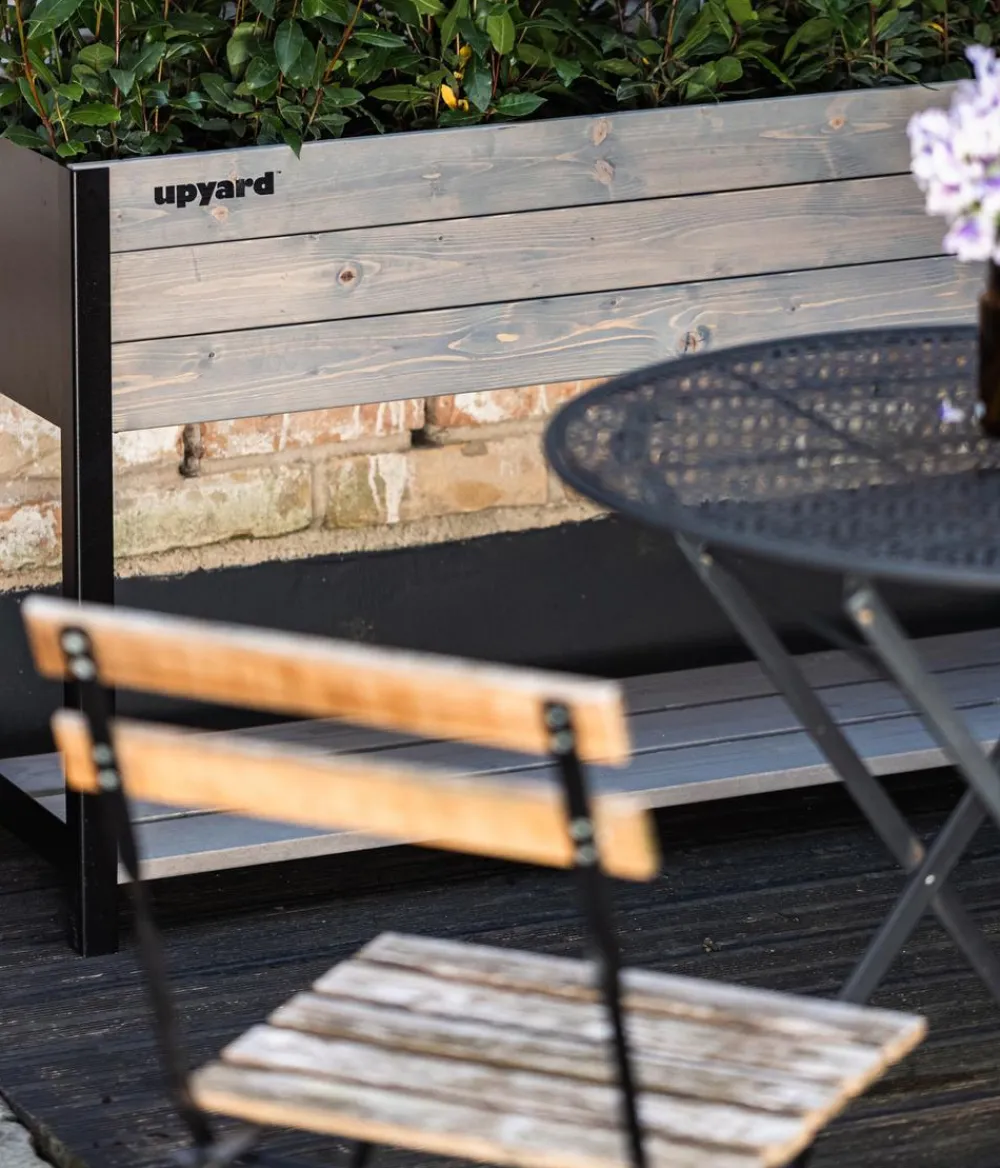 upyard Holz-Pflanzkasten ModernBox mit Ablage, ca. B78/H72/T36 cm Grau Outlet