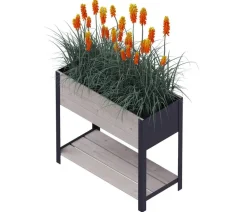 upyard Holz-Pflanzkasten ModernBox mit Ablage, ca. B78/H72/T36 cm Grau Outlet