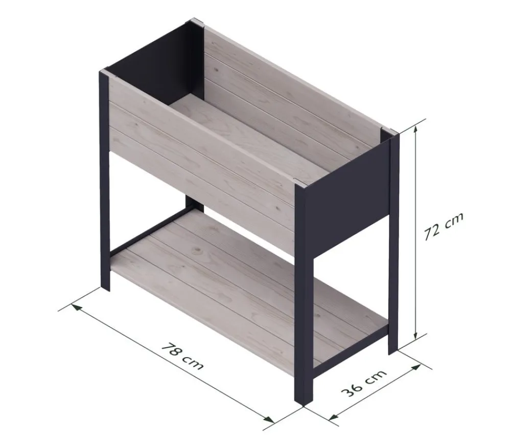 upyard Holz-Pflanzkasten ModernBox mit Ablage, ca. B78/H72/T36 cm Grau Outlet