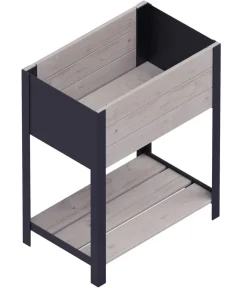 upyard Hochbeete & Frühbeete - Holz-Pflanzkasten ModernBox mit Ablage, ca. B58/H72/T36 cm Grau