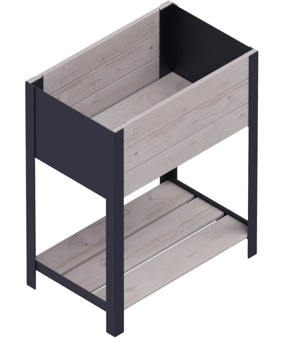 upyard Hochbeete & Frühbeete - Holz-Pflanzkasten ModernBox mit Ablage, ca. B58/H72/T36 cm Grau