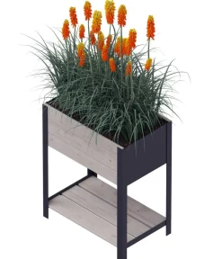 upyard Hochbeete & Frühbeete - Holz-Pflanzkasten ModernBox mit Ablage, ca. B58/H72/T36 cm Grau