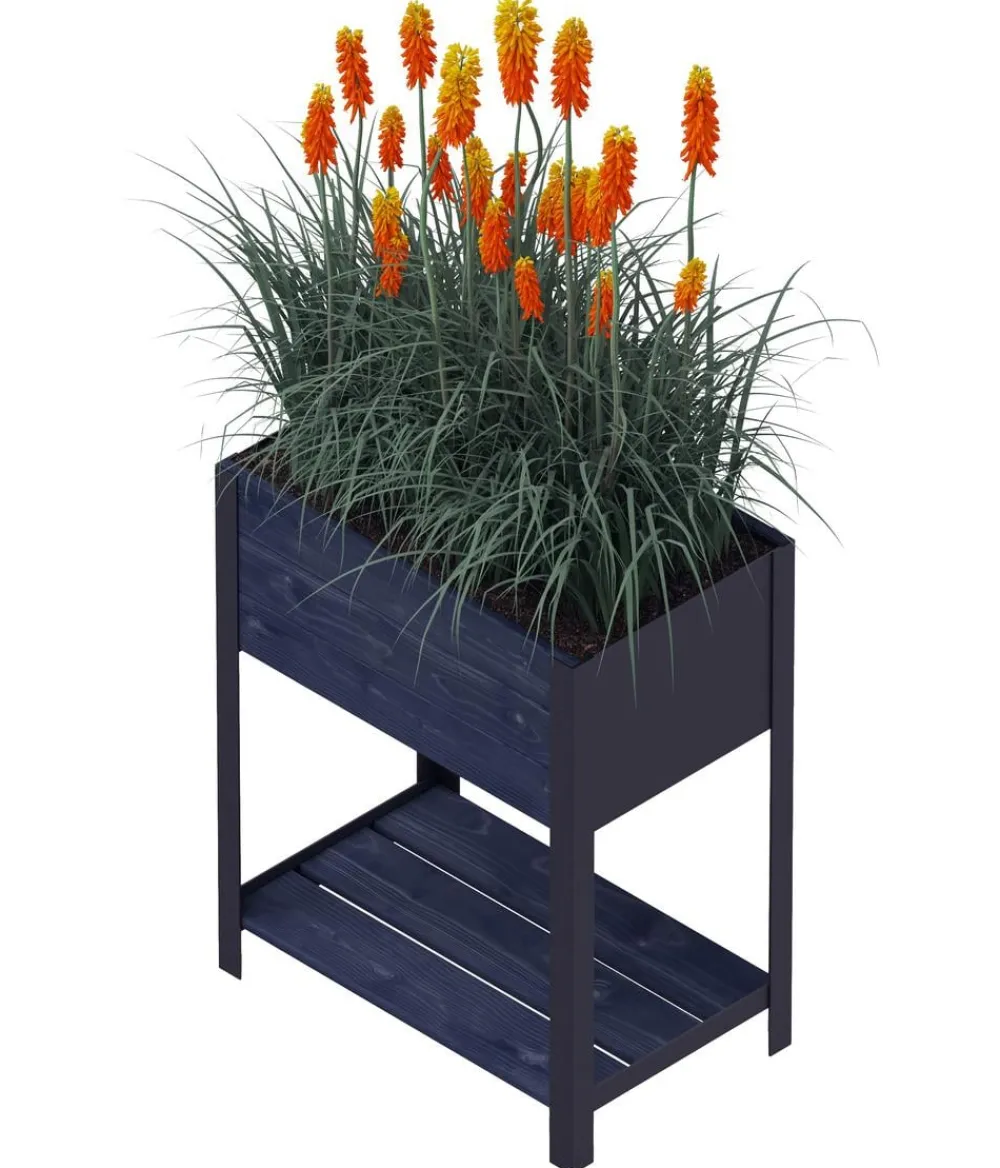 upyard Hochbeete & Frühbeete > Holz-Pflanzkasten ModernBox mit Ablage, ca. B58/H72/T36 cm