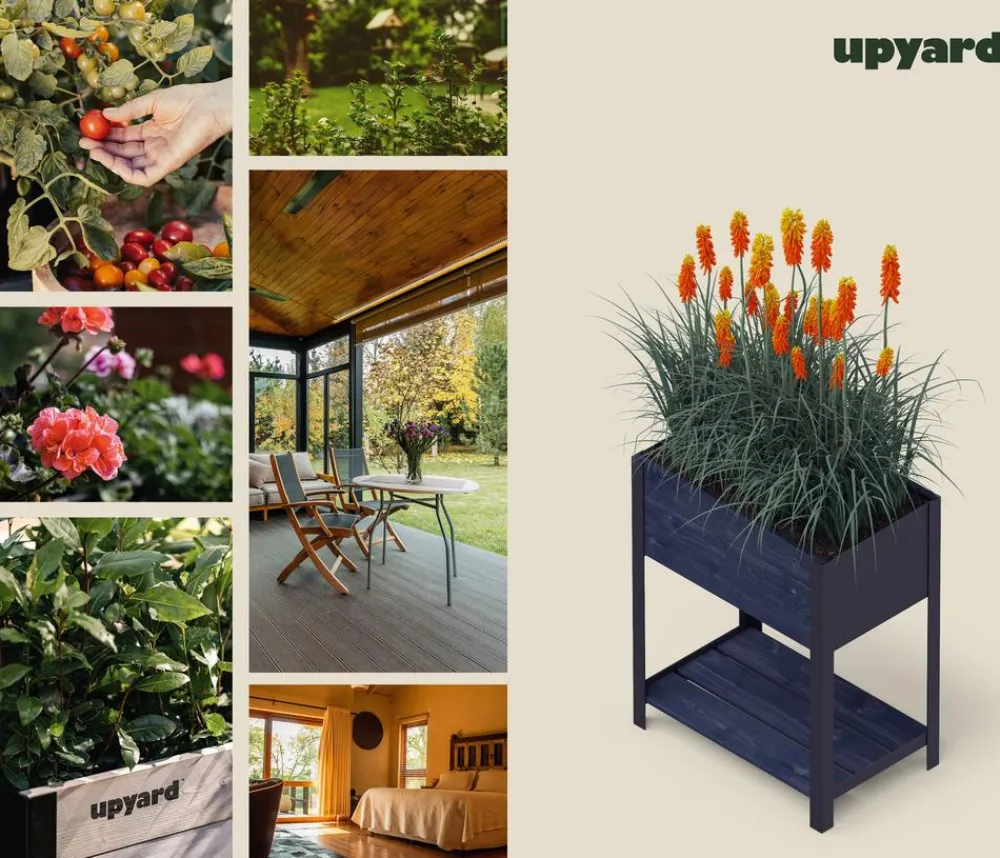 upyard Hochbeete & Frühbeete > Holz-Pflanzkasten ModernBox mit Ablage, ca. B58/H72/T36 cm
