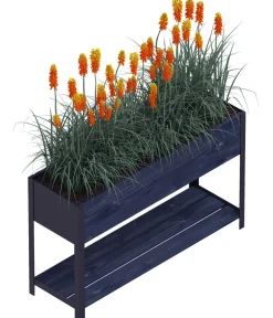 upyard Hochbeete & Frühbeete - Holz-Pflanzkasten ModernBox mit Ablage, ca. B118/H72/T36 cm Schwarz