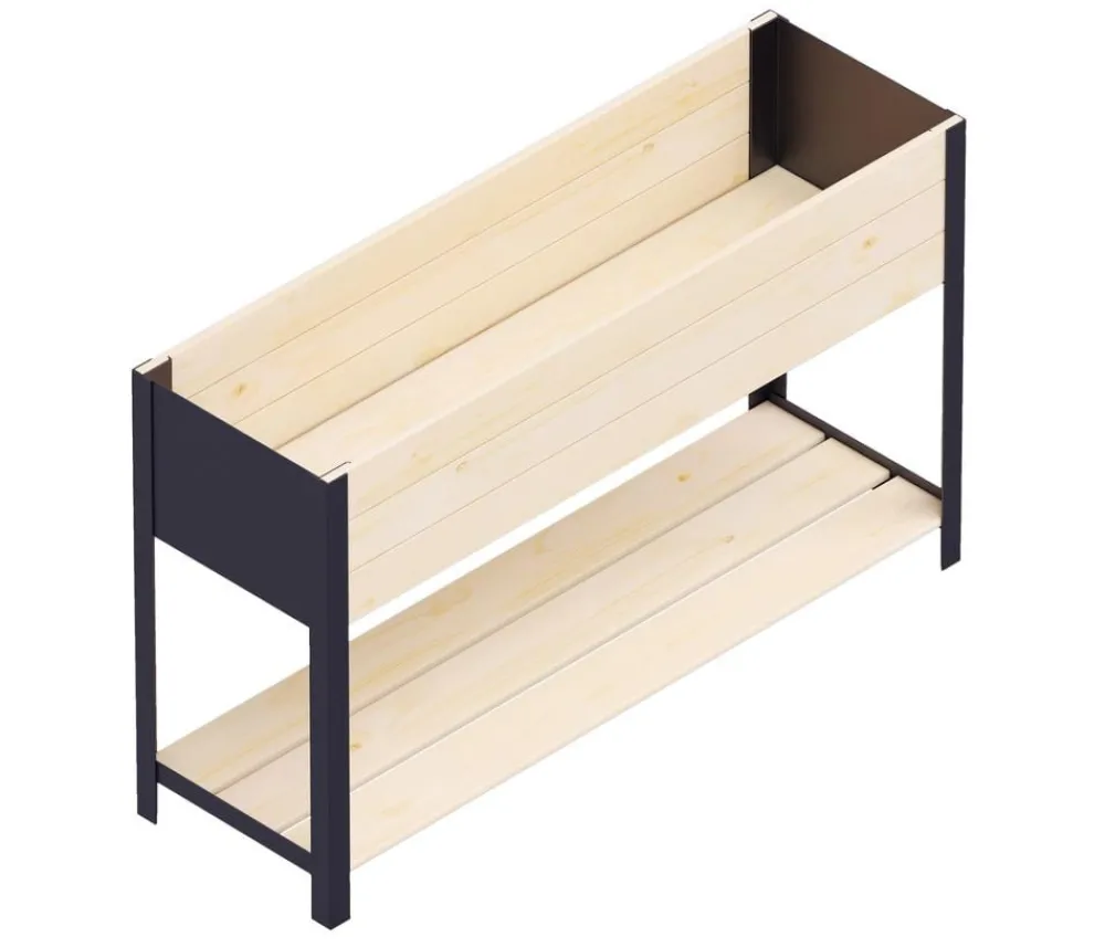 upyard Holz-Pflanzkasten ModernBox mit Ablage, ca. B118/H72/T36 cm Natur Clearance