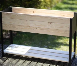 upyard Hochbeete & Frühbeete - Holz-Pflanzkasten ModernBox mit Ablage, ca. B118/H72/T36 cm Grau