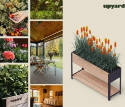 upyard Hochbeete & Frühbeete - Holz-Pflanzkasten ModernBox mit Ablage, ca. B118/H72/T36 cm Grau