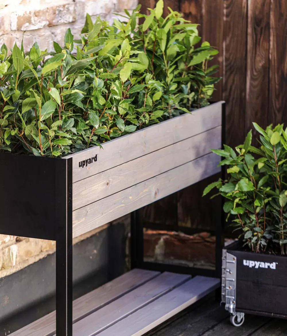 upyard Hochbeete & Frühbeete - Holz-Pflanzkasten ModernBox mit Ablage, ca. B118/H72/T36 cm Grau