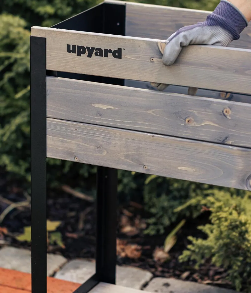 upyard Hochbeete & Frühbeete - Holz-Pflanzkasten ModernBox mit Ablage, ca. B118/H72/T36 cm Grau