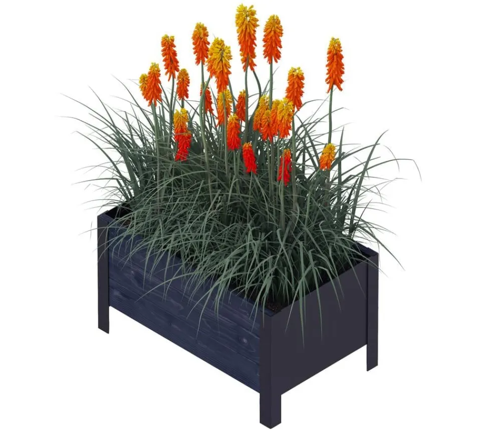 upyard Holz-Pflanzkasten ModernBox, ca. B58/H32/T36 cm Schwarz New