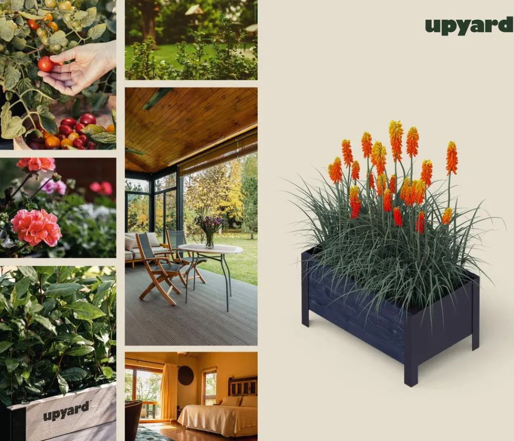 upyard Holz-Pflanzkasten ModernBox, ca. B58/H32/T36 cm Schwarz New