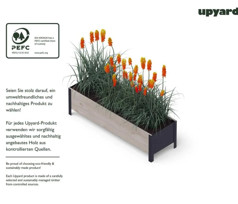 upyard Holz-Pflanzkasten ModernBox, ca. B118/H32/T36 cm Grau Discount