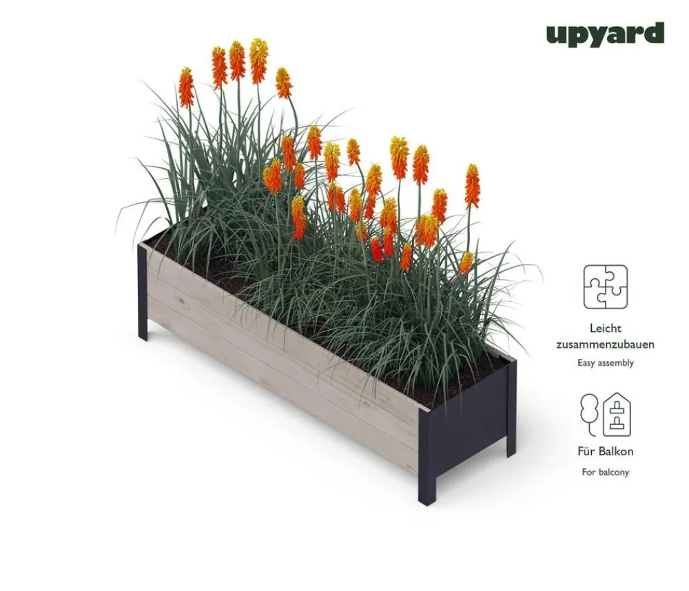 upyard Holz-Pflanzkasten ModernBox, ca. B118/H32/T36 cm Grau Discount