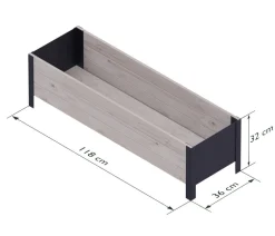upyard Holz-Pflanzkasten ModernBox, ca. B118/H32/T36 cm Grau Discount