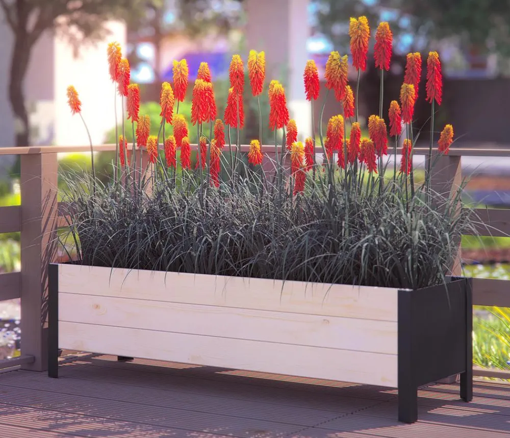 upyard Pflanzkübel & Blumenkästen|Hochbeete & Frühbeete - Holz-Pflanzkasten ModernBox, ca. B118/H32/T36 cm Natur