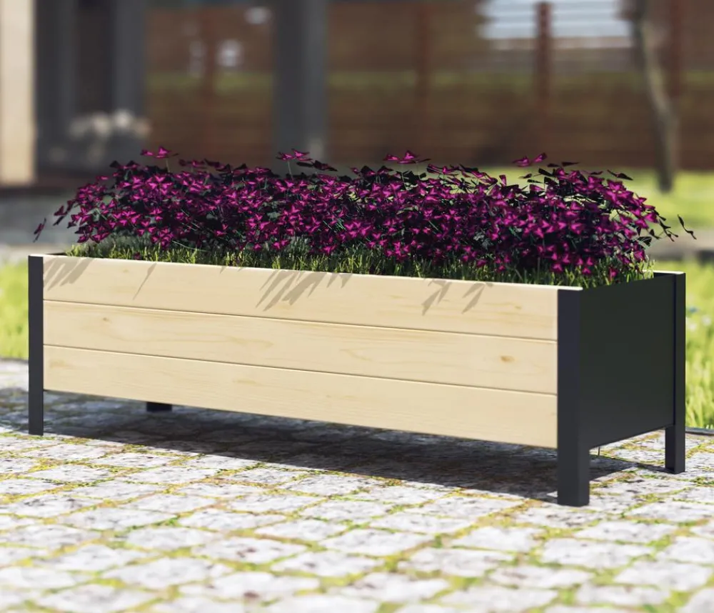 upyard Pflanzkübel & Blumenkästen|Hochbeete & Frühbeete - Holz-Pflanzkasten ModernBox, ca. B118/H32/T36 cm Natur