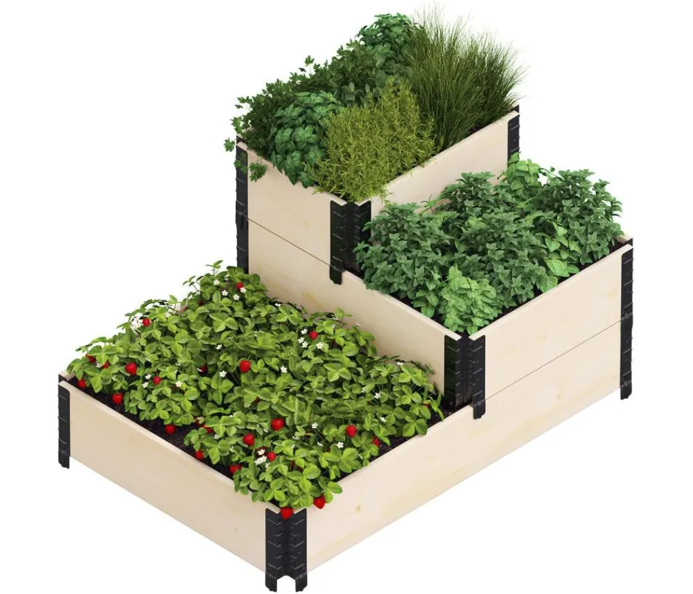 upyard Holz-Stufenbeet, Variante 1, ca. B120/H58,5/T80 cm Natur Hot