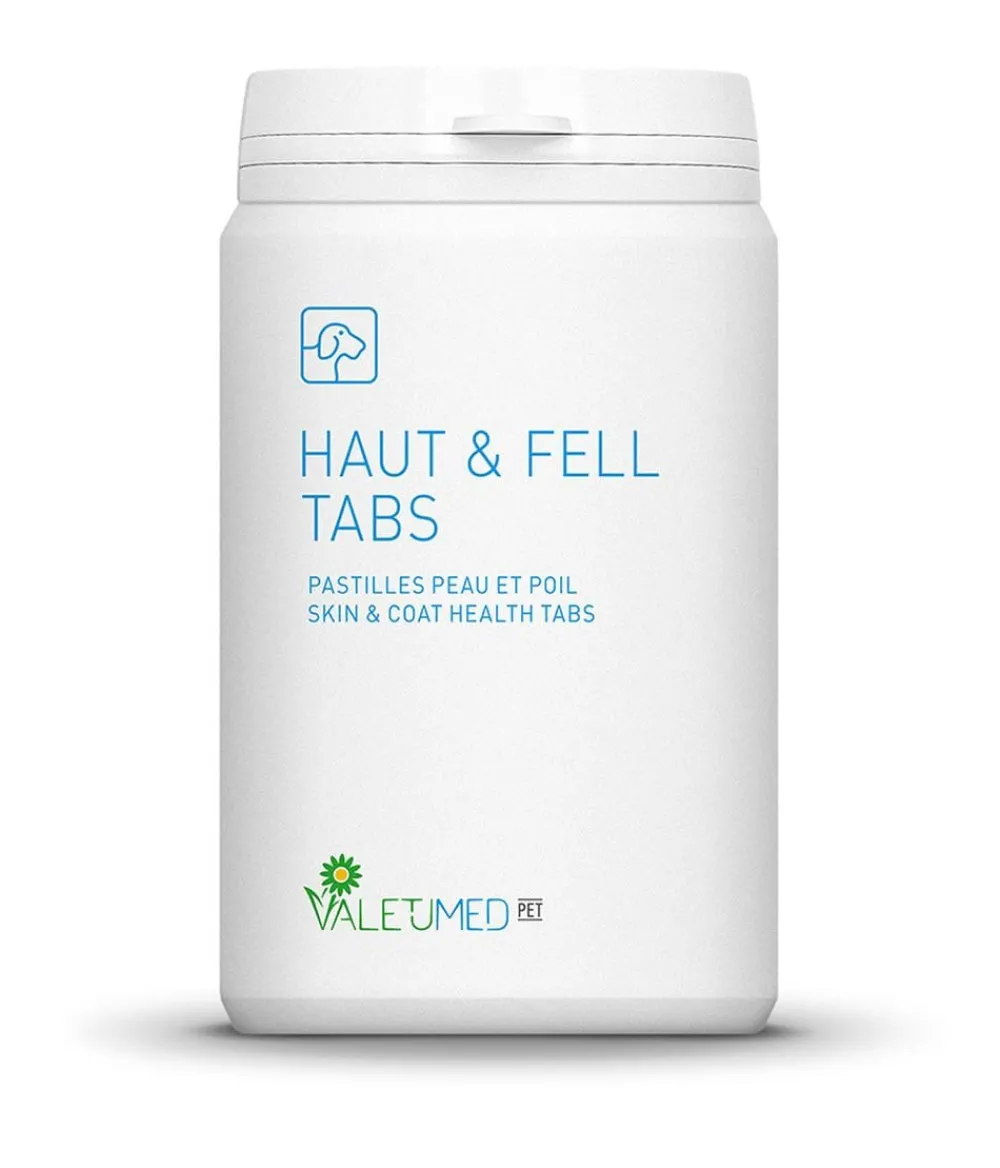VALETUMED Nahrungsergänzung Für Tiere|Nahrungsergänzung Hund - Ergänzungsfutter für Hunde Haut & Fell Tabs, 180 g