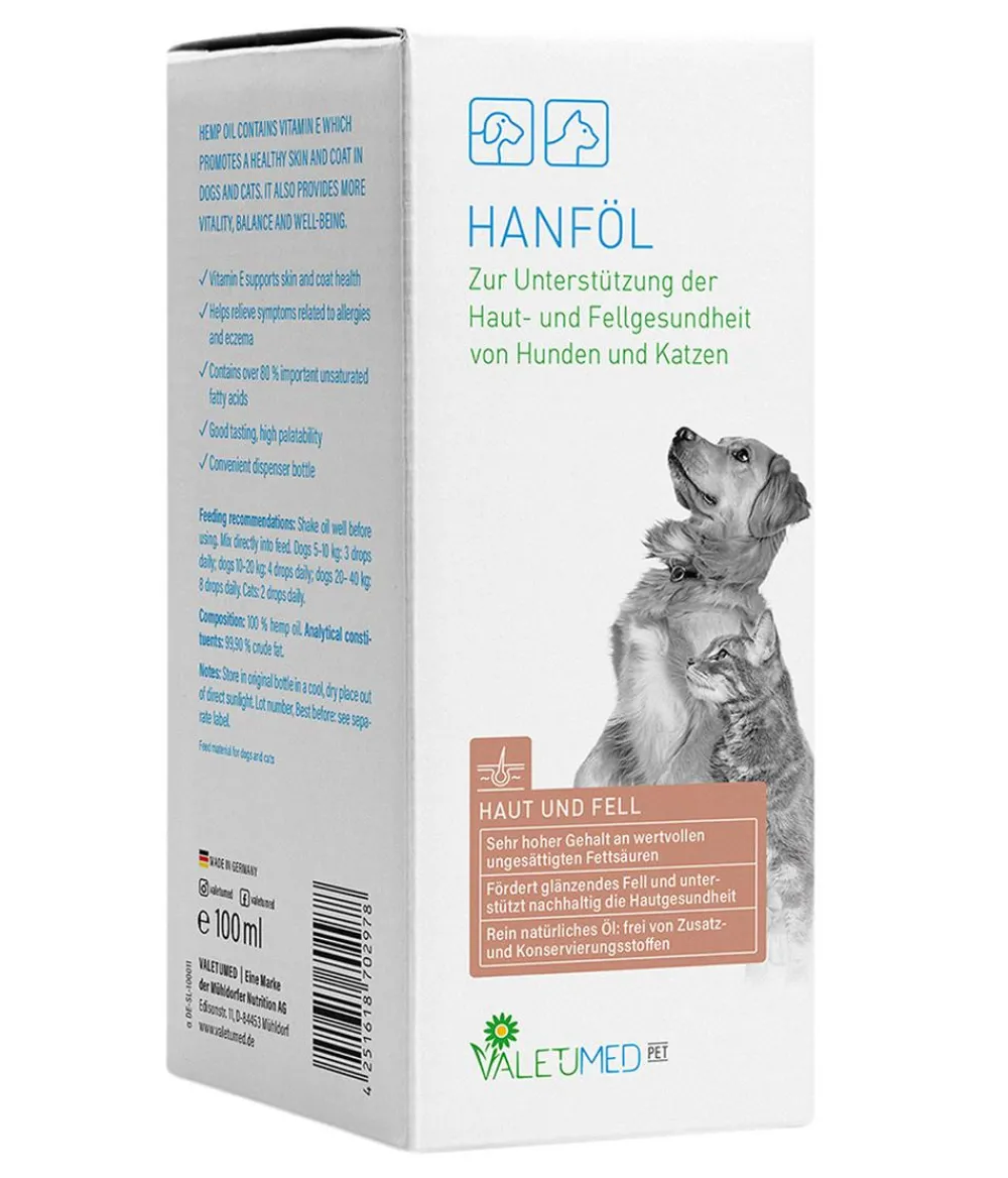 VALETUMED Nahrungsergänzung Für Tiere|Nahrungsergänzung Hund - Ergänzungsfutter für Hunde & Katzen Hanföl, 100 ml