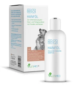 VALETUMED Nahrungsergänzung Für Tiere|Nahrungsergänzung Hund - Ergänzungsfutter für Hunde & Katzen Hanföl, 100 ml