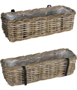 Van der Leeden Pflanzkübel & Blumenkästen > Rattan-Balkonkorb, rechteckig,