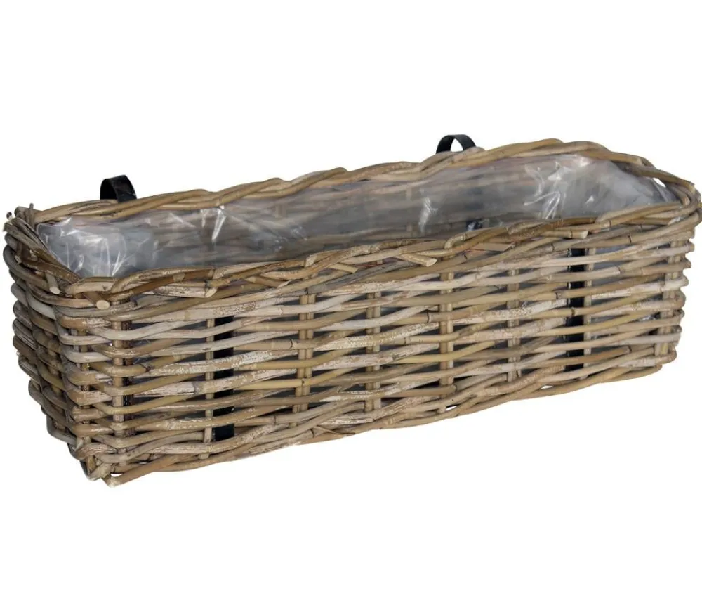 Van der Leeden Rattan-Balkonkorb, rechteckig, Grau