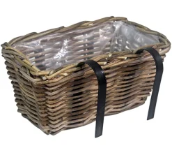 Van der Leeden Pflanzkübel & Blumenkästen - Rattan-Balkonkorb, rechteckig, Grau
