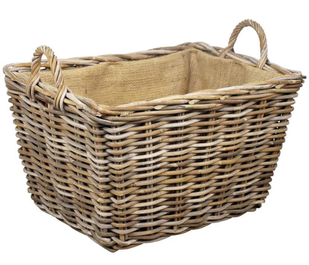 Van der Leeden Blumentöpfe & Übertöpfe > Rattan-Holzkorb, rechteckig, , ca. B60/H37/T47 cm