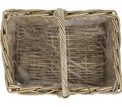 Van der Leeden Mehr Gartendekoration|Blumentöpfe & Übertöpfe > Rattan-Korb mit Henkel, -, ca. B40/H30/T28 cm