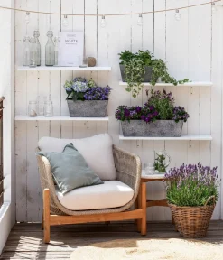 Van der Leeden Mehr Gartendekoration|Blumentöpfe & Übertöpfe > Rattan-Korb mit Henkeln, rund, -braun