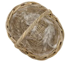 Van der Leeden Mehr Gartendekoration|Blumentöpfe & Übertöpfe > Rattan-Korb mit Henkel, oval,