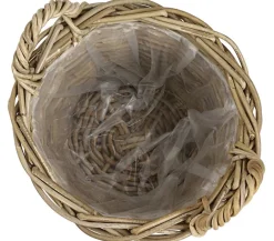 Van der Leeden Mehr Gartendekoration|Blumentöpfe & Übertöpfe - Rattan-Korb mit Henkeln, rund, -braun