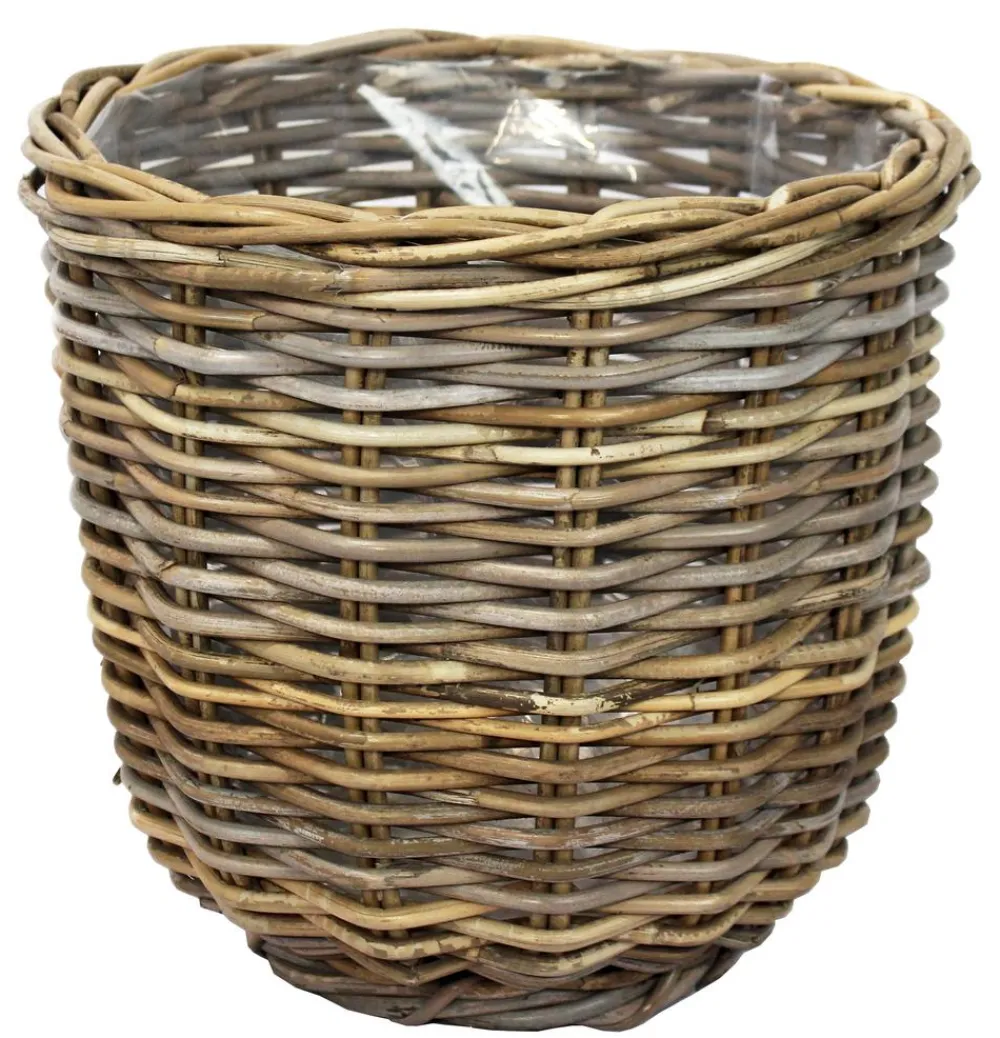 Van der Leeden Rattan-Pflanzkorb, grau-braun Sale