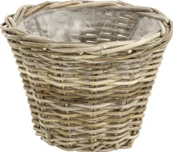 Van der Leeden Mehr Gartendekoration|Blumentöpfe & Übertöpfe > Rattan-Topf, konisch, grau-braun