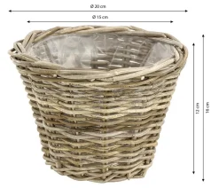 Van der Leeden Mehr Gartendekoration|Blumentöpfe & Übertöpfe - Rattan-Topf, konisch, grau-braun Natur