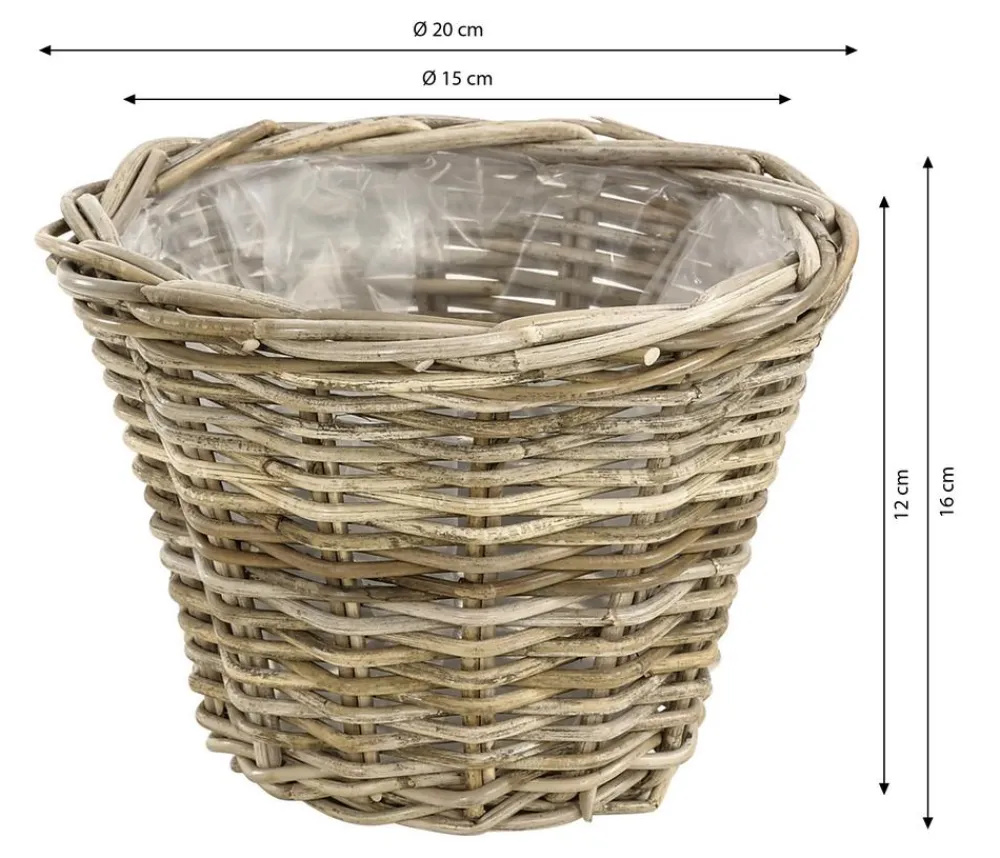 Van der Leeden Mehr Gartendekoration|Blumentöpfe & Übertöpfe - Rattan-Topf, konisch, grau-braun Natur