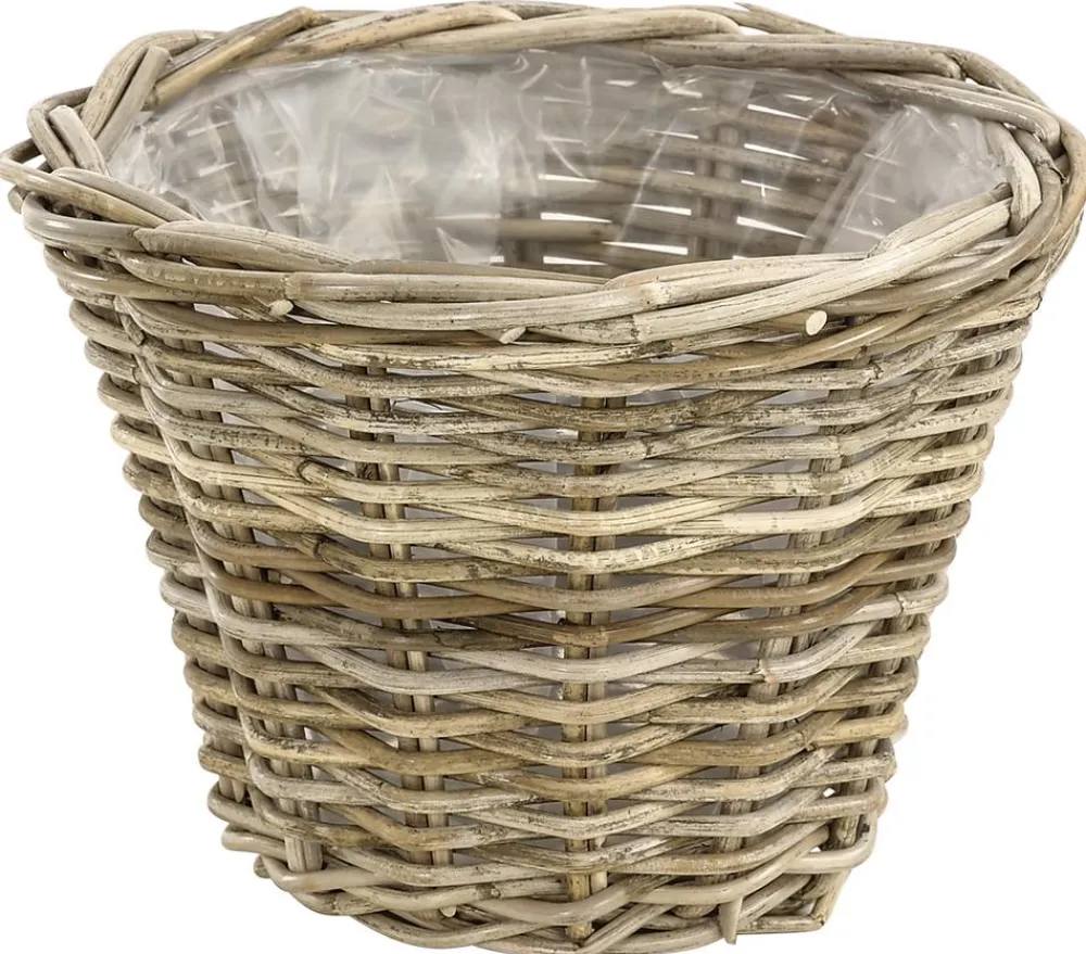 Van der Leeden Mehr Gartendekoration|Blumentöpfe & Übertöpfe - Rattan-Topf, konisch, grau-braun Natur