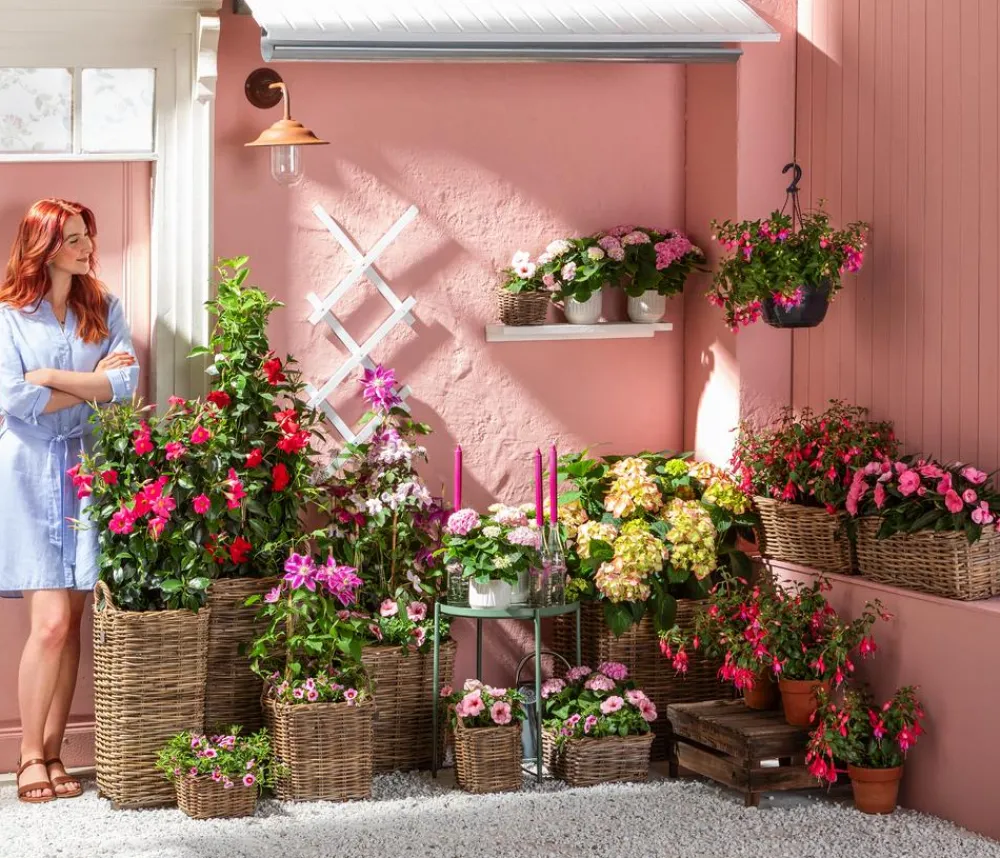 Van der Leeden Rattan-Topf, quadratisch, grau-braun Discount