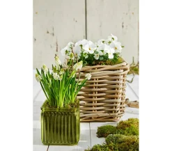 Van der Leeden Rattan-Topf, quadratisch, grau-braun Discount