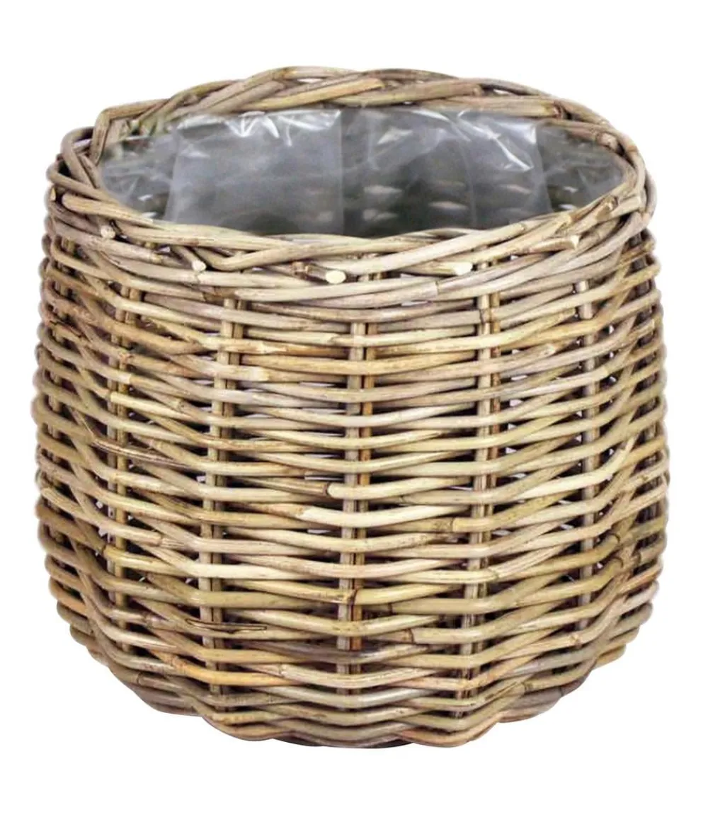Van der Leeden Blumentöpfe & Übertöpfe - Rattan-Topf, rund, Grau