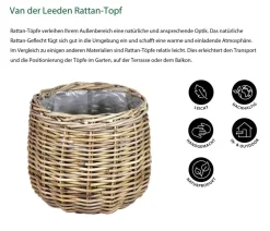 Van der Leeden Blumentöpfe & Übertöpfe - Rattan-Topf, rund, Grau