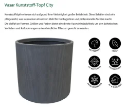 Vasar Pflanzkübel & Blumenkästen|Blumentöpfe & Übertöpfe - Kunststoff-Topf City, rund, Grau