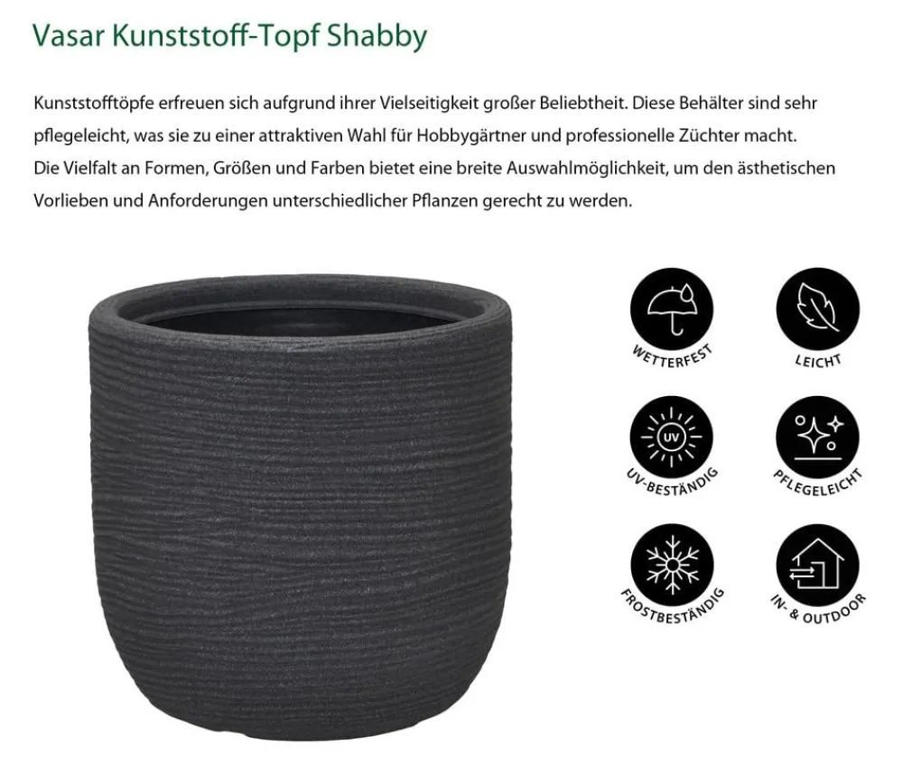 Vasar Blumentöpfe & Übertöpfe > Kunststoff-Topf Shabby, rund,