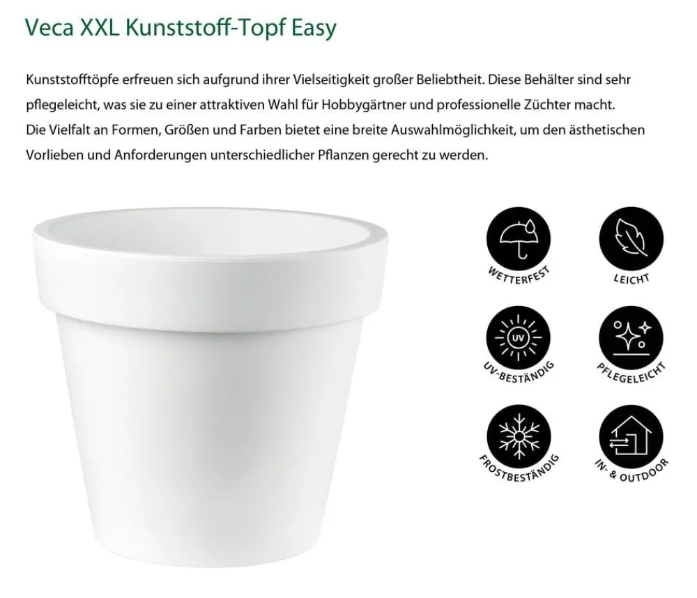 VECA XXL Kunststoff-Topf Easy, rund Weiß New