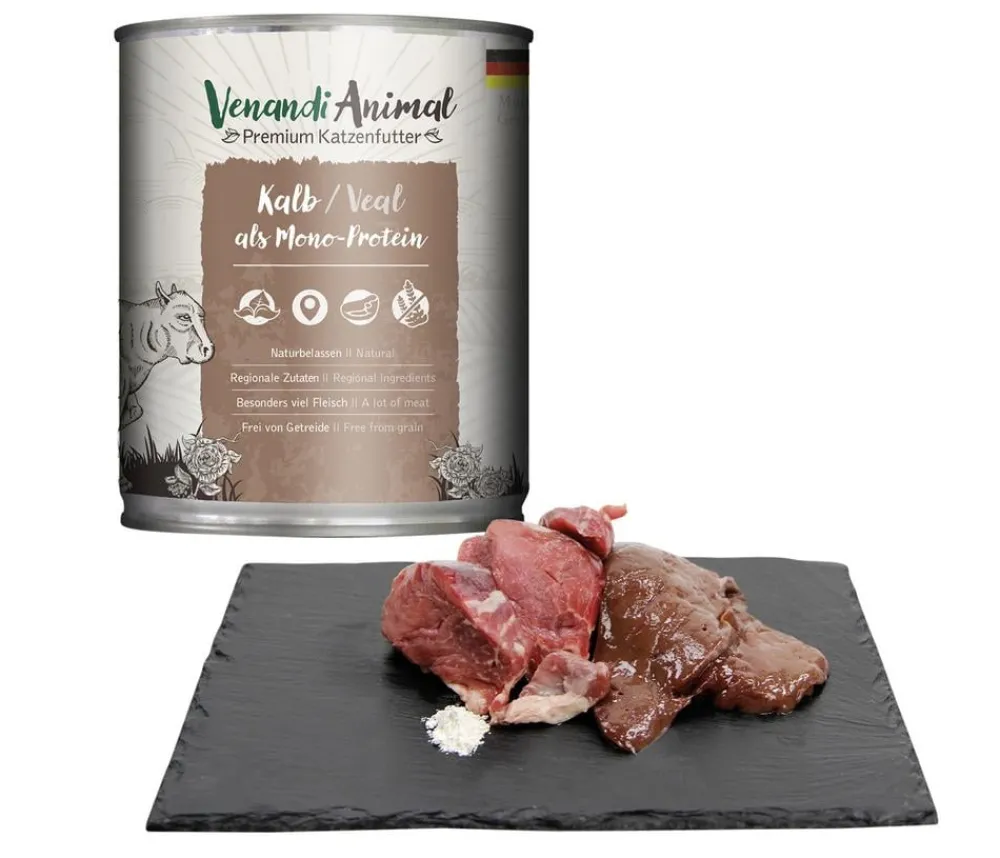 Venandi Animal Nassfutter für Katzen Monoprotein, Adult, 800 g Hot