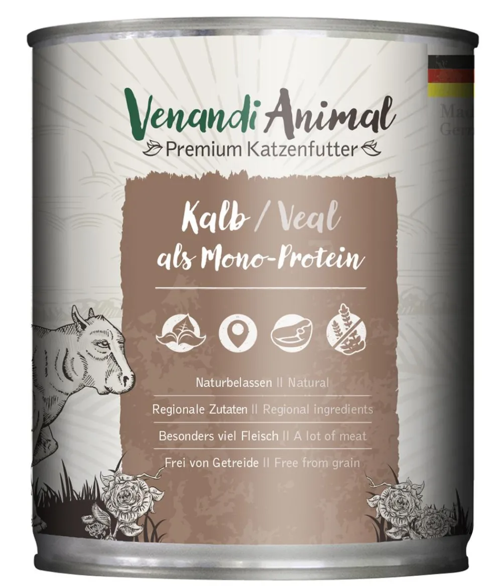 Venandi Animal Nassfutter für Katzen Monoprotein, Adult, 800 g Hot