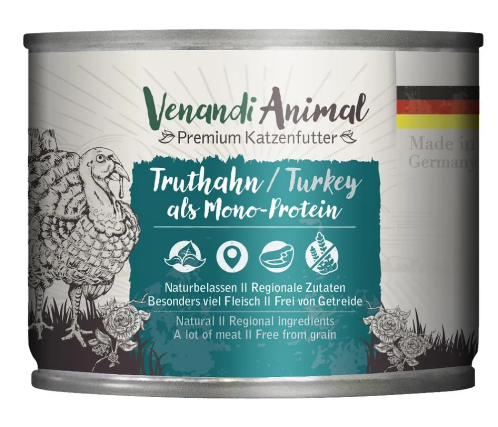 Venandi Animal Nassfutter für Katzen Monoprotein, Adult, 200 g Outlet