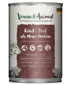 Venandi Animal Nassfutter Katze - Nassfutter für Katzen Monoprotein, Adult, 400 g
