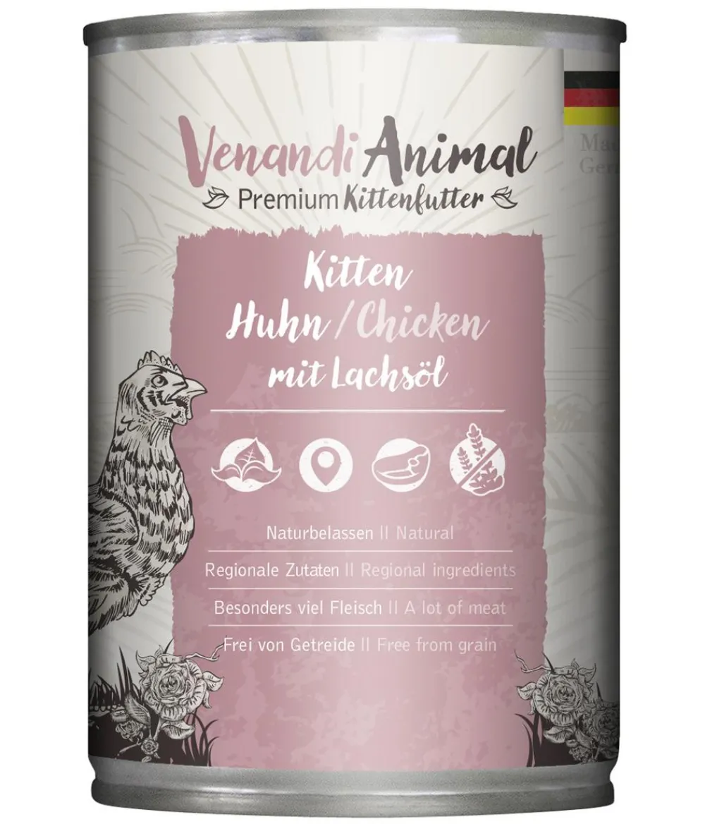 Venandi Animal Nassfutter für Katzen Kitten, Huhn Hot
